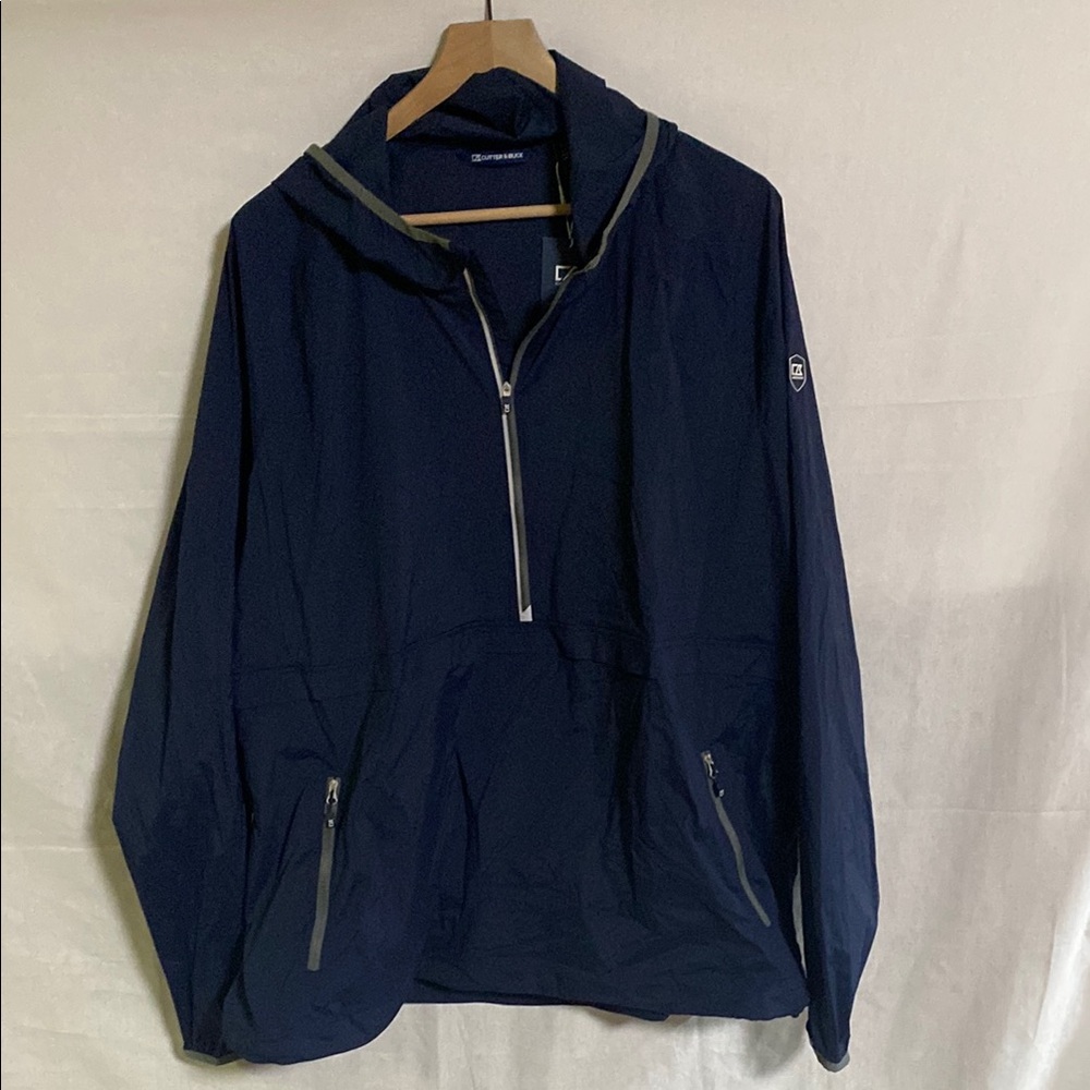 Cutter & Buck Men's Navy Windbreaker Style # MCO00040 Popover Half Zip Hoodie
